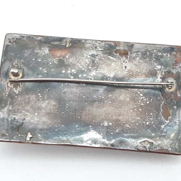 Vintage Copper Brooch With Farm Scene in Birks Box - Picture 8 of 11